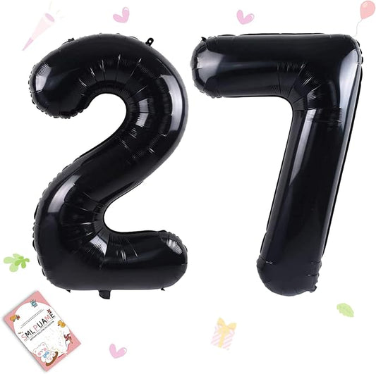 40 inch Number Balloon 0-9 Black Large Number 27 Balloons,Digital Balloons for Birthday Party Celebration Decorations Supplies, Helium Foil Number Balloons for Wedding Anniversary