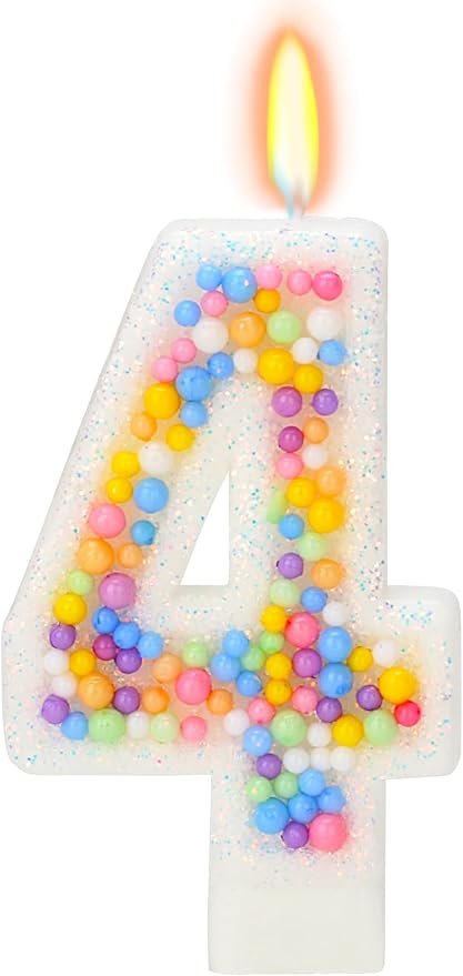 Birthday Candles - Number 4 Candle, Colorful Macaron Candles, Birthday Candles for Women/Girls, Cake Decorations, Theme Party Supplies