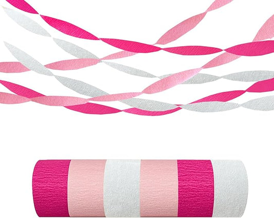 Princess Hot Pink Crepe Paper Streamers 492ft Shades of Pink Fringe Birthday Party Curtains for Backdrop, Door, Ceiling Birthday Party Decorations Various Pink Wedding Decor