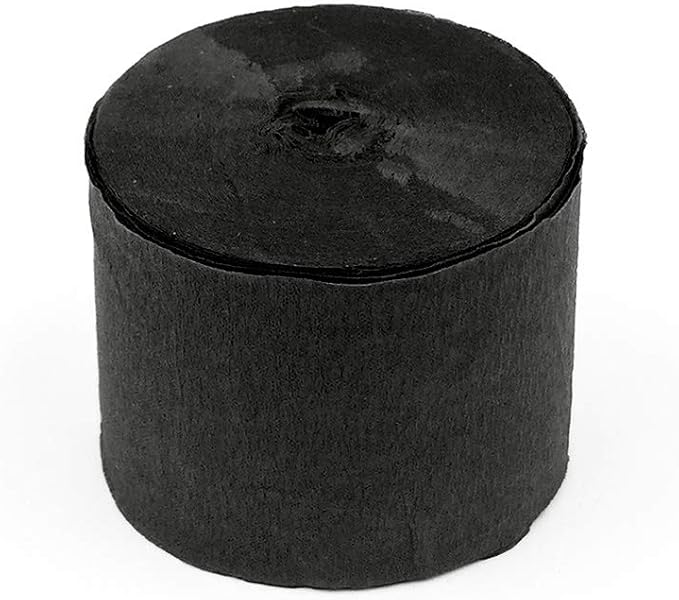 8 Rolls Black Crepe Paper Streamers, Wedding Birthday Baby Shower Halloween Party Decoration, Rainbow DIY Supplies, Graduation New Year Decor