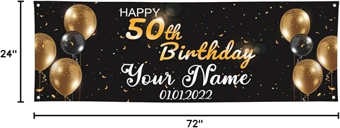 Happy Birthday Banner Personalized Name Photo Age Custom Birthday Banners and Signs Customize for Birthday Party Decoration 6'x2'
