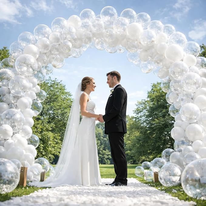 Clear Balloons 100 Pack, 12 Inch Round Latex Balloons, Helium Transparent Balloons for Wedding, Birthday, Baby Shower, Bridal Shower Party Decorations