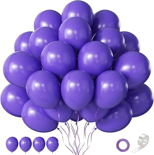 Purple Balloons 60 PCS 12 Inch Dark Royal Purple Balloons for Birthday Party Baby Shower Wedding Graduation Halloween Holiday Party Decoration