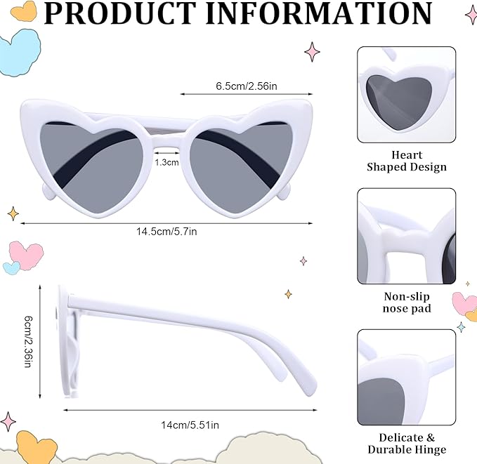 Tellegloww 10 Pairs Bachelorette Party Sunglasses 1 Heart 9 Fire Flame Shaped Sunglasses Fun Trendy Transparent Sun Glasses for Bride Bridesmaids Bachelorette Wedding Party Gifts
