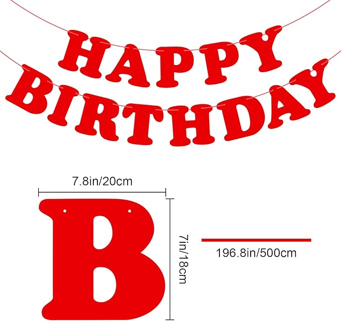 Red Happy Birthday Banner Sign Birthday Party Supplies Party Background for Kids Boys Girls Birthday Party Decorations