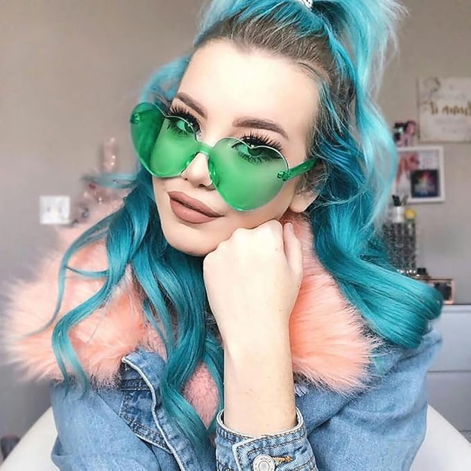 10/20 Pack Star/Heart Shape/Round/Butterfly/Cat Eye/Rectangle/Fire Rimless Tinted Party Sunglasses Color Glasses
