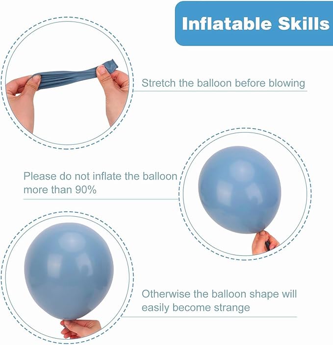 RUBFAC 135pcs Dusty Blue Balloons, Boho Neutral Blue Latex Balloon Different Sizes 18 12 10 5 Inch for Garland Arch Birthday Wedding Engagements Anniversary Baby Shower Party Supplies