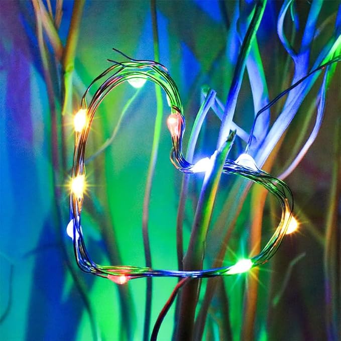 BXROIU Fairy Lights CR2032 Battery Operated,6.6Ft/2Meter 20 LEDs Micro Silver Wire String Lights for Bedroom Christmas Party Wedding Decoration(Multicolour, 12 Pack)