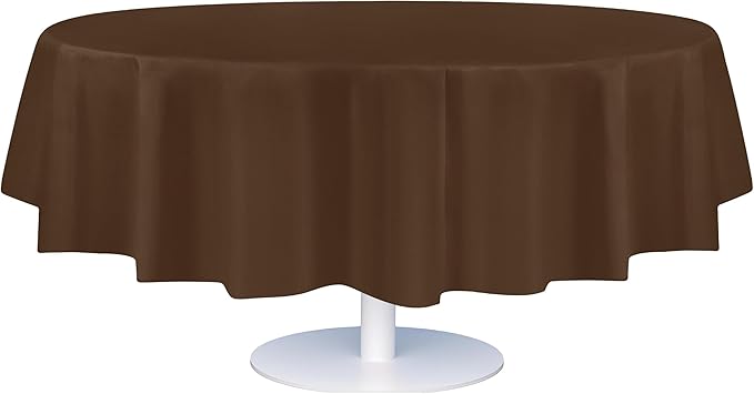 Grandipity Brown Plastic Table Cloth Disposable (6 Pk) 84in Round Tablecloth Premium Party Table Cloths Disposable - Perfect Table Cloth Round Cover for Any Table Up to 6 Feet
