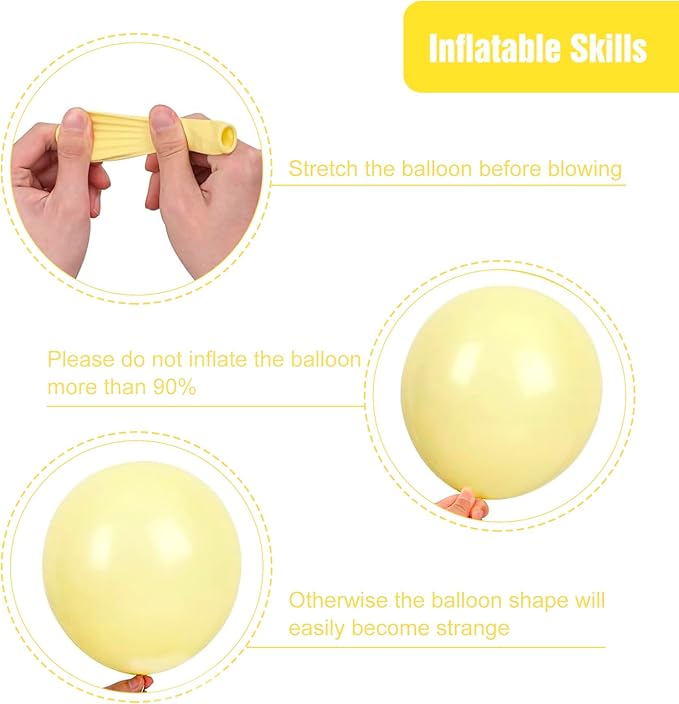 RUBFAC 135pcs Pastel Yellow Balloons, Latex Light Yellow Balloon Different Sizes 18 12 10 5 Inch for Garland Arch Baby Shower Anniversary Wedding Birthday Party Decorations
