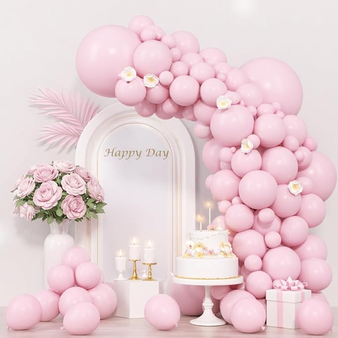 Voircoloria 130pcs Light Pink Balloons Different Sizes 18" 12" 10" 5" Pastel Pink Balloons for Birthday Party, Baby Shower, Wedding, Gender Reveal, Baby Shower, Anniversary Party Decorations