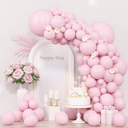 Voircoloria 130pcs Light Pink Balloons Different Sizes 18" 12" 10" 5" Pastel Pink Balloons for Birthday Party, Baby Shower, Wedding, Gender Reveal, Baby Shower, Anniversary Party Decorations