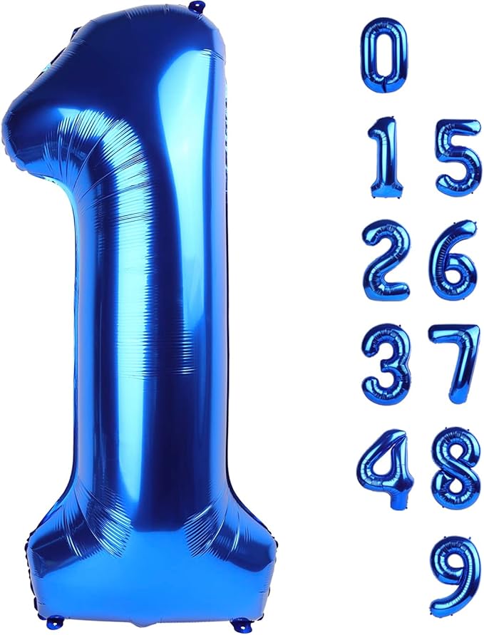 Number 1 Balloon 40 Inch Navy Blue Balloons for Girl Boy 1st 1 11 21 Birthday Decorations, Baby Shower Photo Shoot