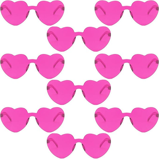 9 Pack Heart Shaped Sunglasses Rimless Heart Glasses for Bachelorette Party Birthday Decorations Party Favors