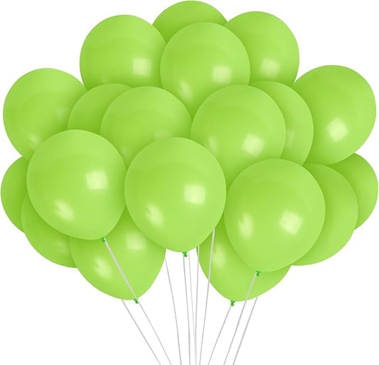 Treasures Gifted Lime Green Balloons Pack of 100 - Light Green Balloons - Latex Party Decorations - Neon Apple Green 12 Inch Matte