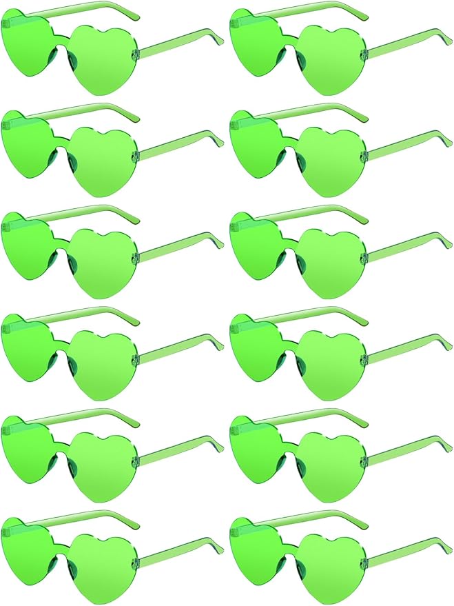 12 Pairs Heart Shaped Sunglasses for Women Colorful Glasses Fun Trendy Transparent Heart Sunglasses Party Favor