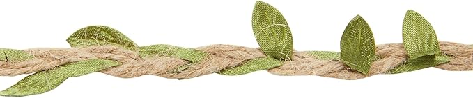 Juvale Burlap Leaf Ribbon - Jungle, Safari & Fairy Party, Enchanted Forest Decor, Vines for Crafts (4 Rolls, 65.6 Ft Total)