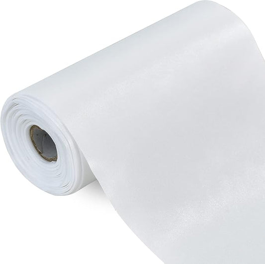 TONIFUL 6 inch x 22yd Wide White Satin Ribbon Solid Fabric Large Ribbon for Grand Opening Cutting Ceremony Wedding Birthday Party Decoration Gift Craft Chair Sash Table Car Bows Indoor or Outdoor