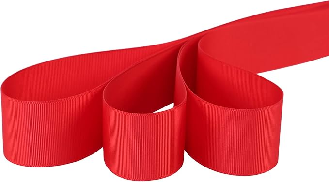 Ribbonitlux 1.5" Wide Solid Grosgrain Ribbon 25 Yards (250-Red）, Set for Gift Wrapping, Party Decor, Sewing Applications, Wedding and Craft
