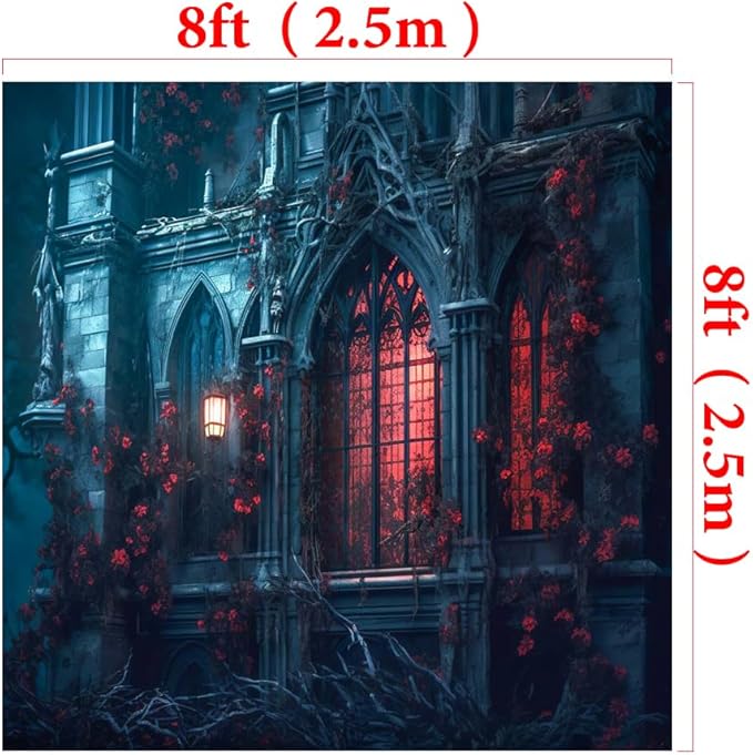 Kate Halloween Photo Backdrop Scary Halloween Birthday Party Background for Kids Photo Booth Props, 8x8ft