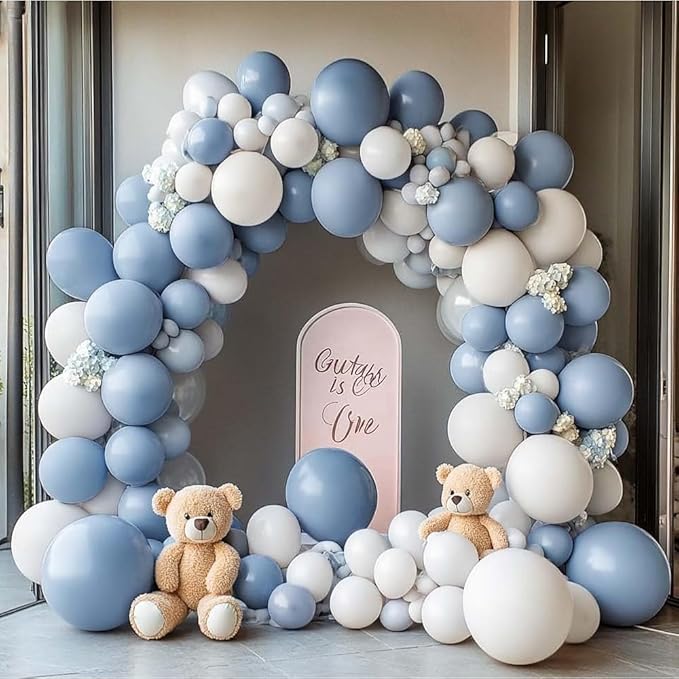 Dusty Blue Balloons Double Stuffed Blue Balloon Garland Arch Kit Different Sizes 18In 12In 5In Latex For Birthday Baby Shower Gender Reveal Neutral Party