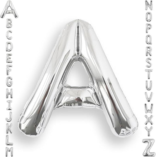 AULE 40 Inch Big Letter Balloon Silver A Large Foil Helium Alphabet Balloons A-Z for Birthday Anniversary Graduation New Year Party Decoration Supplies