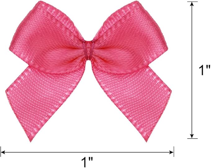 MECCANIXITY 50Pcs Mini Ribbon Bow 1" Mini Fabric Satin Ribbon Flower Bows for Craft DIY Sewing Wedding Birthday Party Gift Wrap Bows Rose Red
