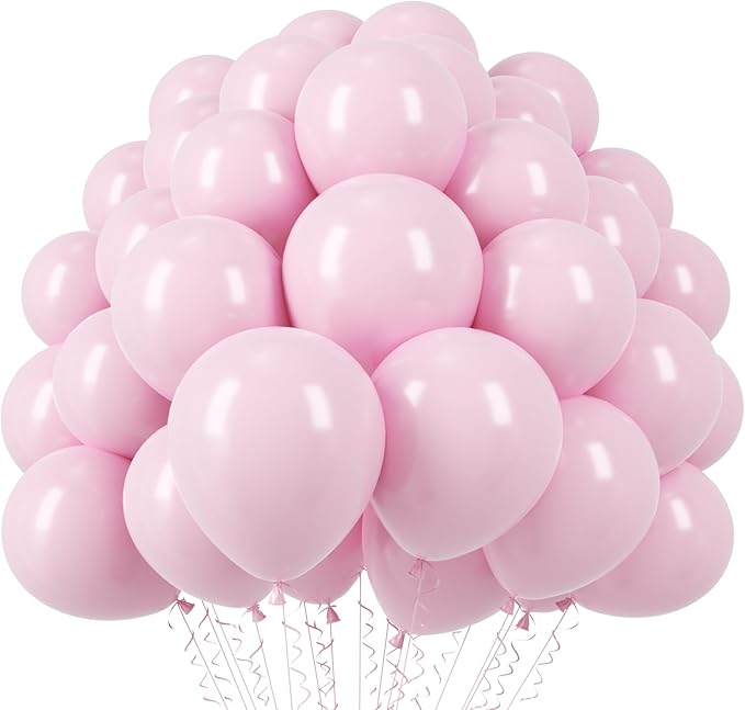 Voircoloria 110pcs Light Pink Balloons 12inch Pastel Pink Latex Party Balloons for Boys Girls Birthday Party, Baby Shower, Wedding, Gender Reveal, Baby Shower, Anniversary Party Decorations