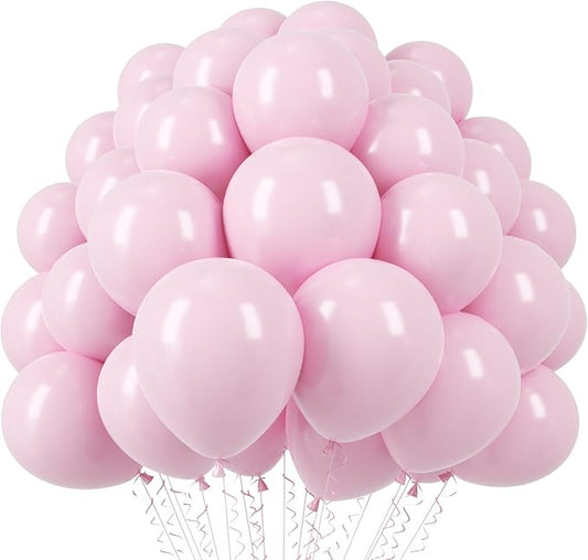 Voircoloria 110pcs Light Pink Balloons 12inch Pastel Pink Latex Party Balloons for Boys Girls Birthday Party, Baby Shower, Wedding, Gender Reveal, Baby Shower, Anniversary Party Decorations