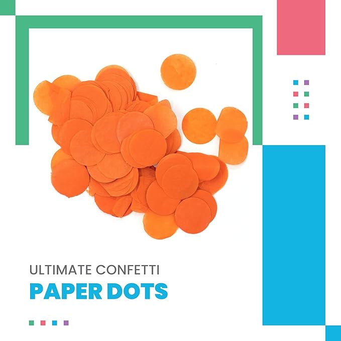 Ultimate Confetti, Orange Biodegradable Confetti Circles - Flame-Resistant and Slow-Falling Round Tissue Paper Confetti for Cannon and Launcher use – Best for Celebrations - 1 lb, 16 oz