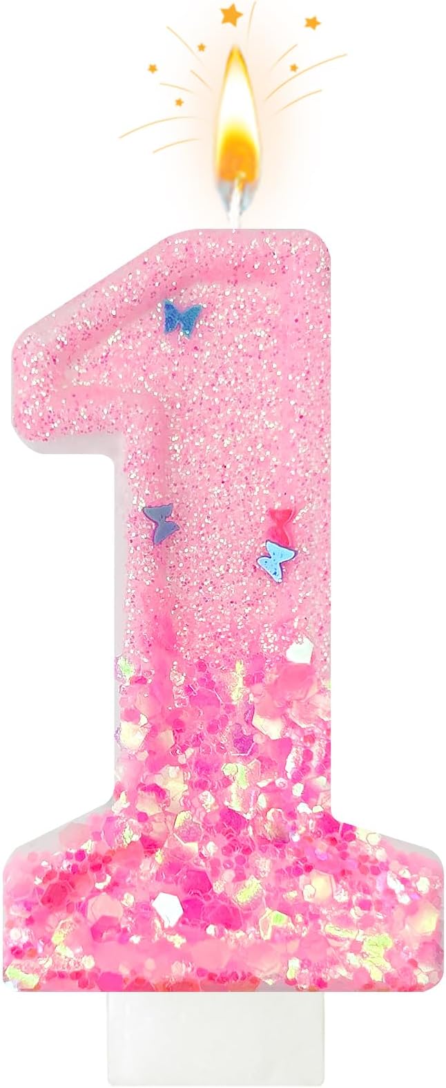 Pink Sequin Birthday Candles, Cake Number Candles, Girls 0th Birthday Decorations, Suitable for Birthday Parties, Anniversary Party Decorations(1)