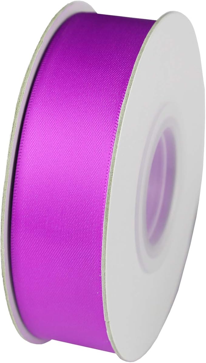 ITIsparkle 1" Inch Double Faced Satin Ribbon 50 Yards-Roll Set for Gift Wrapping Scrap Books Party Favor Hair Braids Baby Shower Decoration Floral Arrangement Craft Supplies, Purple Ribbon