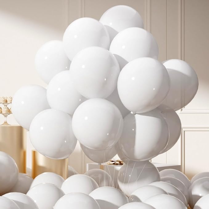 AULE White Latex Balloons 50 Pcs 12 Inch Helium Balloons Happy Birthday Graduation Baby Shower Party Decorations