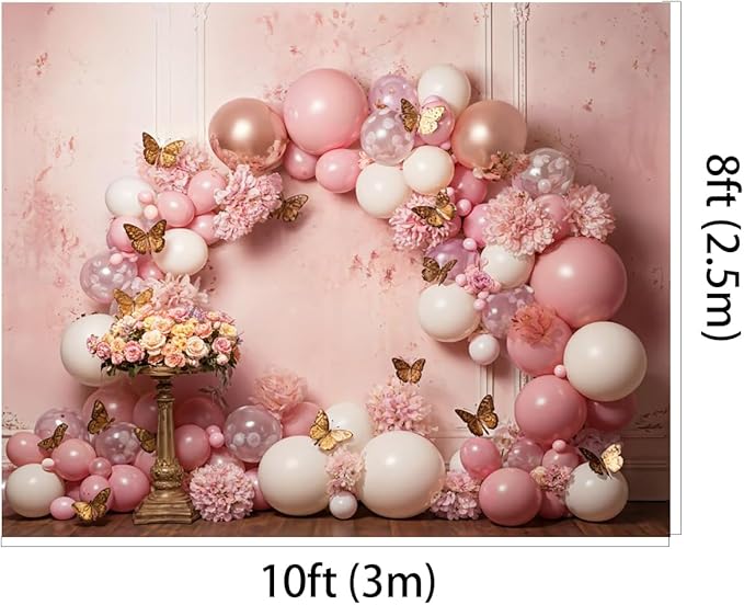 Kate 10x8ft Sweet 1st Birthday Backdrops for Photography Colorful Balloons Background Butterflies with Flowers Backgrounds Sweet Baby Birthday Party Decoration Studio Backdrop