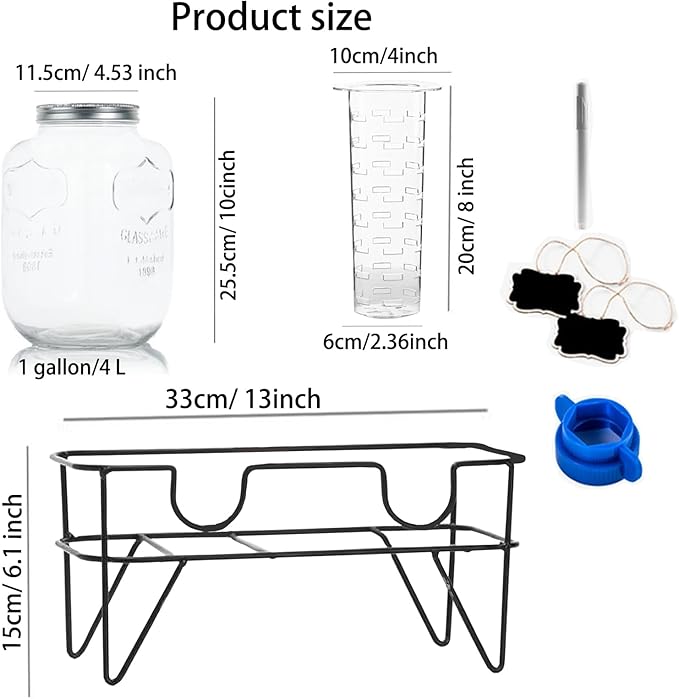 1 Gallon Glass Drink Dispensers For Parties 2PACK, Beverage Dispenser, Glass Drink Dispenser with Stand Stainless Steel Spigot, Lemonade Dispenser for BBQ Picnic, Party