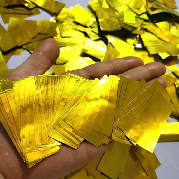 Gold Metallic Confetti Rectangle 2.2 lb - Fluttering Foil Confetti for Confeti Cannon and Launcher Use, Table Decorations,Birthday Parties,Weddings,Graduation Ceremonies