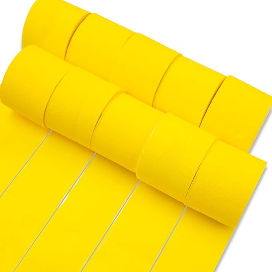 PartyWoo Crepe Paper Streamers - 10 Rolls, 820ft, Pack of Yellow Party Streamers for Birthday, Wedding, Baby Shower Decorations (1.8 in x 82 Ft/Roll)