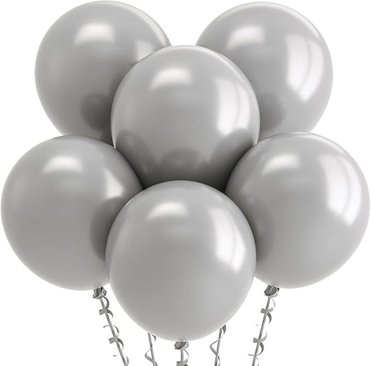Bezente Gray Balloons 18 Inch - 30 Pack Large Thick Gray Balloons Big Round Pastel Grey Latex Balloons for Birthday Bridal Shower Wedding Anniversary Party Decorations