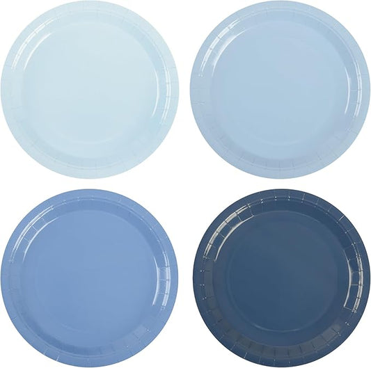 AimFun 24Pcs Dusty Blue Paper Plates Gradient Blue Party Plates 7??Disposable Round Dessert Plates for Father?™s Day Birthday Wedding Bridal Engagement Baby Shower Party Supplies
