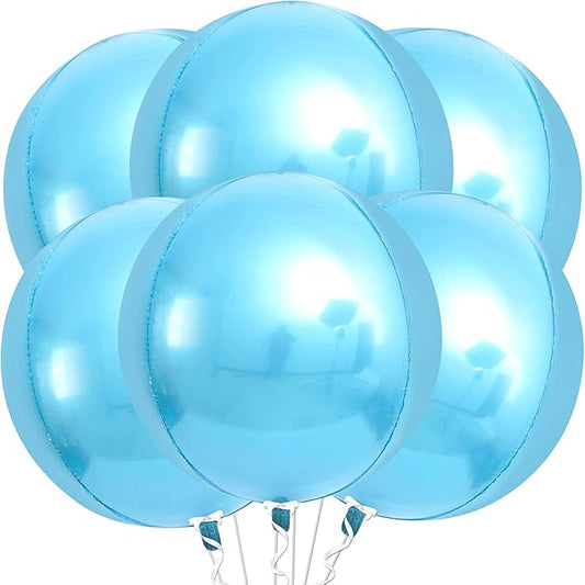 KatchOn, Light Blue Foil Balloons - 22 Inch, Pack of 6 | Light Blue Mettallic Balloons for Under The Sea Party Decorations, Beach Party Decorations | Shark Birthday Decorations, Water Decorations