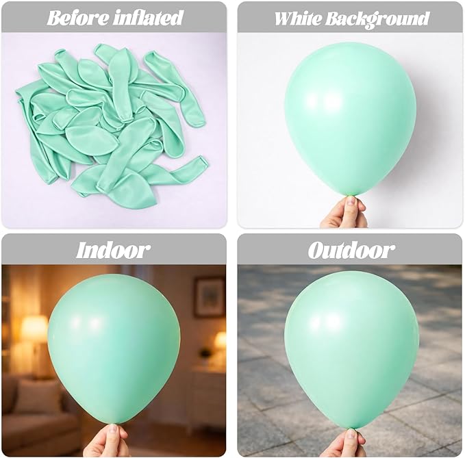 Voircoloria 130pcs Mint Green Balloons Different Sizes 18" 12" 10" 5" Pastel Light Green Balloons for Boys Girls Birthday Baby Shower Gender Reveal Wedding Decorations