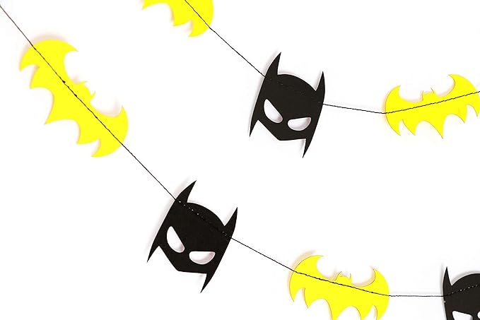 Btman Party Garland, 36 Pcs – Superhero Themed Banner for Boys Birthday, Comic Book Party Decorations – Justice League Room Décor, Reusable Hanging Banner for Wall or Table
