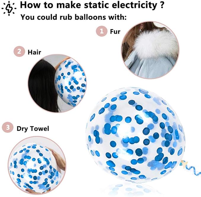 Royal Blue Confetti Latex Balloons, 50pcs 12 inch Light Blue Baby Blue and White Party Balloons for Birthday Wedding Party Decoration