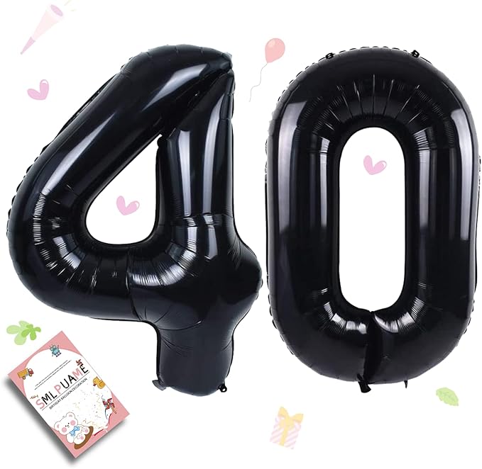 40 inch Number Balloon 0-9 Black Large Number 40 Balloons,Digital Balloons for Birthday Party Celebration Decorations Supplies, Helium Foil Number Balloons for Wedding Anniversary