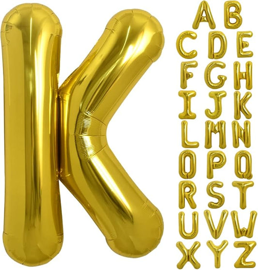 TONIFUL 40 Inch Large Gold Letter K Balloons, Foil Mylar Big Balloons for Birthday Party Anniversary Supplies Decorations