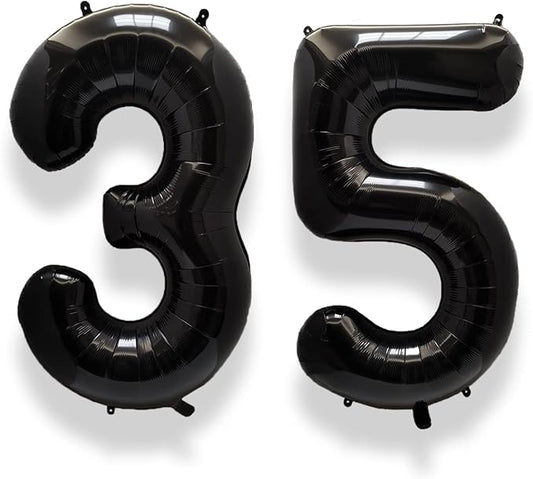AULE 40 Inch Large 35 Balloon Numbers Black, Big Foil Number Balloons, Giant Helium Happy 35th Birthday Party Decorations for Man and Women, Huge Mylar Anniversary Party Supplies