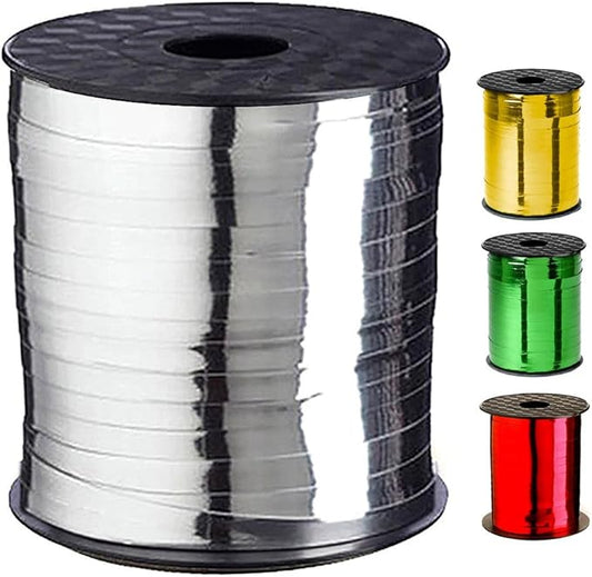 Holiday Ribbon for Craft Silver Curling Ribbon Metallic Ribbons Shiny & Sparkling Crafts Large 500 Yard Thin New Year Party Celebration Decoration
