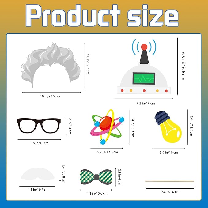Generic Science Photo Booth Props 30 Packs Mad Crazy Scientist Birthday Celebrating Anniversary Graduation Party Decoration Photo Booth Props Science Selfie Props (MadScientist)