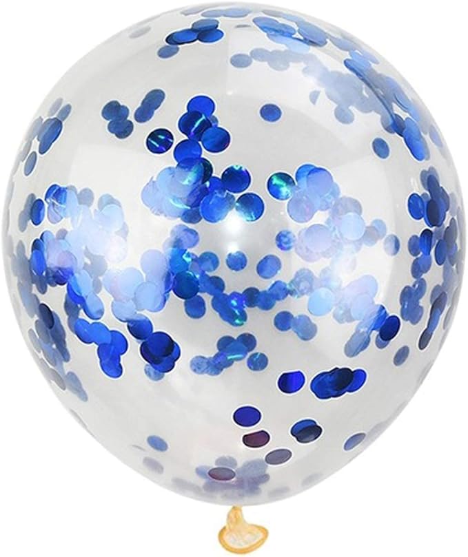 KIRIKOU Pack of 24 Pieces Confetti Balloons 12 Inch Latex Party Balloons for Party Decorations, Wedding, Engagement, Bridal, Birthday and Shower (Blue)