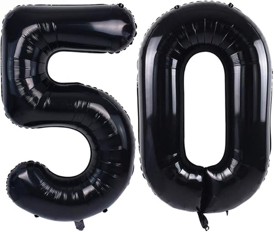 TONIFUL 40 Inch Black Large Numbers Balloon Birthday Foil Mylar Big Number Balloon Digital 50 for 2026 Graduation New Year Eve 50th Birthday, 50th Anniversary, Graduation Ceremony Photo Shoot